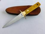 AL MAR FANG KNIFE  MICARTA HANDLE  TAPERED TANG LEATHER SHEATH USA SEKI-JAPAN