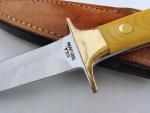 AL MAR FANG KNIFE  MICARTA HANDLE  TAPERED TANG LEATHER SHEATH USA SEKI-JAPAN