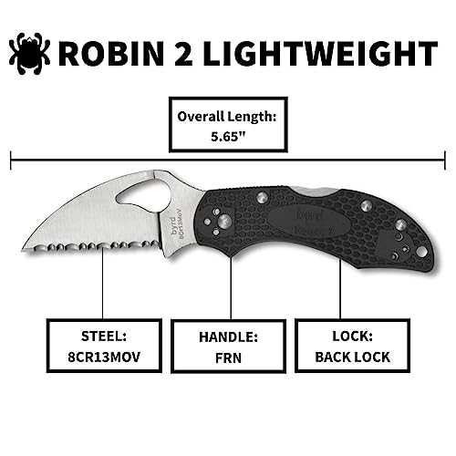 Byrd Robin 2 Wharncliffe Knife with SpyderEdge