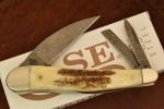 CASE XX USA SEAHORSE WHITTLER KNIFE DAMASCUS VINTAGE BONE 2023 CARBON (26222)