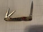 Vintage Mint Steel Warrior Whittler Knife Bone Handles SS Blades Wharncliffe