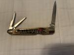 Vintage Mint Steel Warrior Whittler Knife Bone Handles SS Blades Wharncliffe