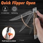 Handmade Vintage Wooden Pocket Knife with Sheath Gentlemen Folding Blade