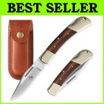 Vintage Style Lock Back Knife with Leather Sheath