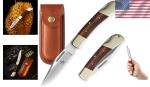Vintage Style Lock Back Knife with Leather Sheath