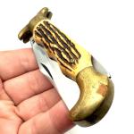 Vintage Lock Back Hunting Knife Faux Stag Handle 4” Closed 7” Open Pakistan