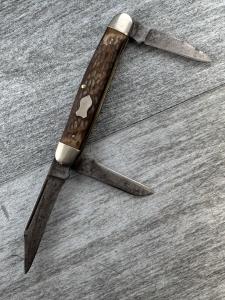 VTG Kutmaster Utica NY USA Made Folding Pocket Knife 3 Blade Brass Liner