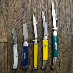 Lot Of 5 Vintage USA Folding Pocket Knives Colonial Ideal Providence