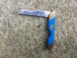 Vintage 1980s Elk Horn Taylor Cutlery "Shark" Pocket Knife Blue Brass Kentucky