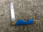 Vintage 1980s Elk Horn Taylor Cutlery "Shark" Pocket Knife Blue Brass Kentucky