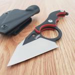 Kubey Hippocam EDC Fixed Knife 2.38" D2 Tool Steel Blade Black/Red G10 Handle