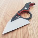 Kubey Hippocam EDC Fixed Knife 2.38" D2 Tool Steel Blade Black/Red G10 Handle