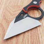 Kubey Hippocam EDC Fixed Knife 2.38" D2 Tool Steel Blade Black/Red G10 Handle