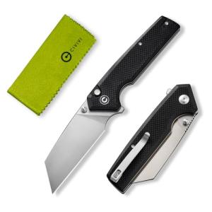 CIVIVI Amirite Pocket Knife, Folding Knife with 3.48" Nitro-V Modified Wharncliffe Blade G-10 Handle, Button Lock Knife For Men Gift C23028-2