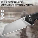 CIVIVI Amirite Pocket Knife, Folding Knife with 3.48" Nitro-V Modified Wharncliffe Blade G-10 Handle, Button Lock Knife For Men Gift C23028-2