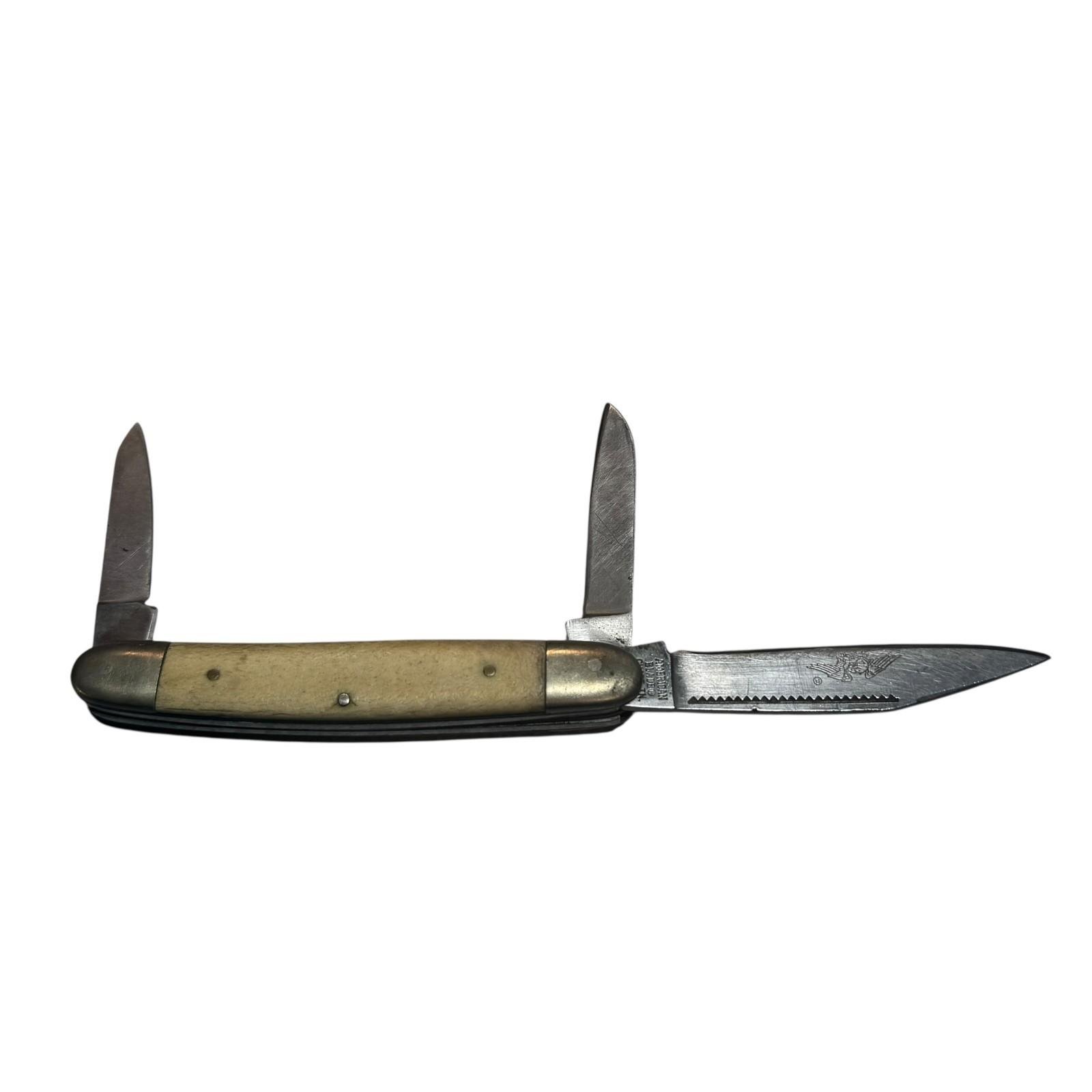 Vintage American Blade Co. CHATT  TN Pocket Knife Smooth Bone Handle