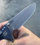 Hinderer Knives XM-24 4” S45VN Spearpoint Working Finish Battle Blue Red G10