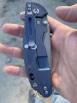 Hinderer Knives XM-24 4” S45VN Spearpoint Working Finish Battle Blue Red G10