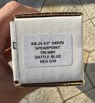 Hinderer Knives XM-24 4” S45VN Spearpoint Working Finish Battle Blue Red G10