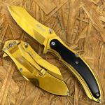 Mtech USA Tinite Wharncliffe Spring Assisted Tactical Pocket Knife Gold / Black