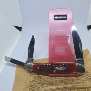 Vintage Case XX USA 6380 Big Whittler BEAUTIFUL Red Bone Knife Transition NM