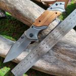 Outdoor camping hunting survival folding wooden handle defensive tactical knife