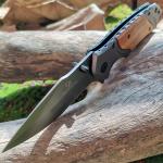 Outdoor camping hunting survival folding wooden handle defensive tactical knife