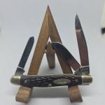 Vintage Case XX USA 6327 Three Blade Red/Brown Handle Folding Pocket Knife! 
