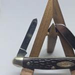 Vintage Case XX USA 6327 Three Blade Red/Brown Handle Folding Pocket Knife! 