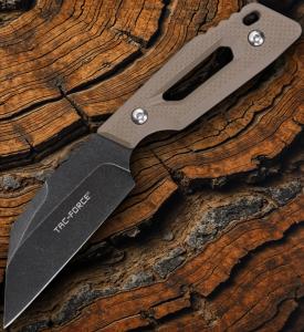 Tac Force Fixed Knife 3½" Full Tang 3Cr13 Steel Wharncliffe Blade Tan G10 Handle