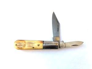 Barlow Pocket Knife Two Blade Blades White Handle Vintage