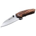 MTECH USA - Spring Assisted Folding Knife - Satin Finish Stainless Steel Wharncliffe Blade, Zebra Wood Handle, Pocket Clip, Liner Lock - Hunting, Camping, Survival, Tactical, EDC – MT-A1158ZW