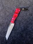 Jackwolf edc fixed blade knife collusion in red abalone w/ collectors box