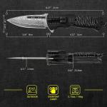 EDC Tactical Damascus Folding Pocket Knife with LED Light and Fire Starter