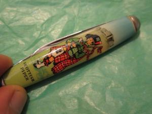 vintage Souvenir 2 Blade Pocket Knife Scottish Piper Richlands Sheffield england