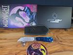 Jack Wolf Knives Midnight Fixedc W/ Blue Abalone Handle & S90V Fixed Blade Knife