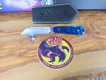 Jack Wolf Knives Midnight Fixedc W/ Blue Abalone Handle & S90V Fixed Blade Knife
