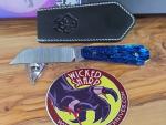 Jack Wolf Knives Midnight Fixedc W/ Blue Abalone Handle & S90V Fixed Blade Knife