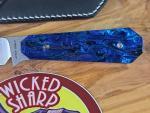 Jack Wolf Knives Midnight Fixedc W/ Blue Abalone Handle & S90V Fixed Blade Knife