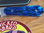 Jack Wolf Knives Midnight Fixedc W/ Blue Abalone Handle & S90V Fixed Blade Knife