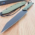 CJRB Silax Fixed Knife 5.13" AR-RPM9 Steel Full Tang Blade OD Green G10 Handle