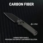 CJRB Hectare-Alt Pocket Knife, 3.11'' AR-RPM9 Steel Blade Carbon Fiber Handle Folding Knife with Pocket Clip for Men Women, EDC Knife for Camping Hiking Fishing Survival 1935 Black PVD Coating