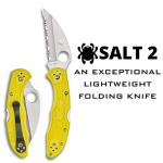 Spyderco Salt 2 Wharncliffe Knife with 2.9" H-1 Ultra-Corrosion Resistant Steel Blade and Lightweight Yellow FRN Handle - SpyderEdge - C88SWCYL2