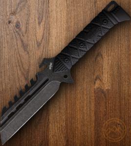 S-TEC Fixed Knife 5" Full Tang Stainless Steel Blade Black Synthetic Handle