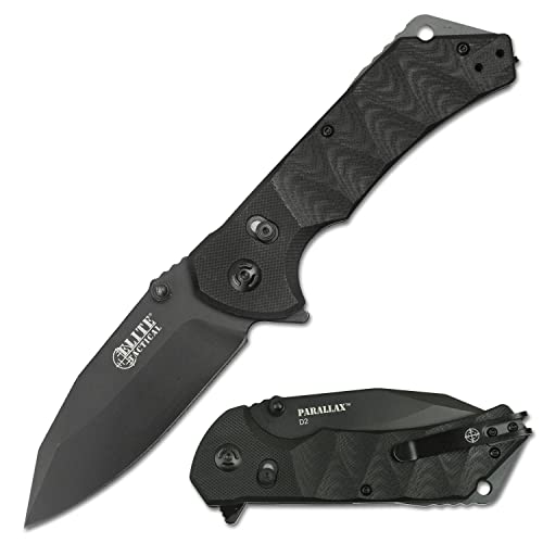 Elite Tactical Parallax Black Wharncliffe Knife - D2 Steel