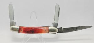 Vintage Frost Japan red bone Range Rider three blade pocket knife