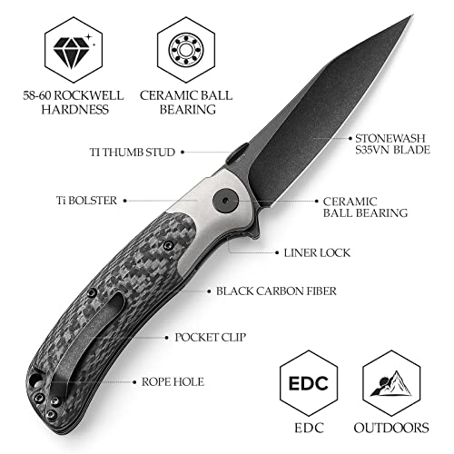 TRIVISA Wharncliffe Folding Pocket Knife for Men