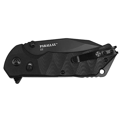 Elite Tactical Parallax Black Wharncliffe Knife - D2 Steel