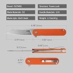 OLITANS G067 Folding Knife 2.75" D2 Wharncliffe Blade White G10 Handle, Camping Pocket Knife With Deep Carry Clip Outdoor EDC