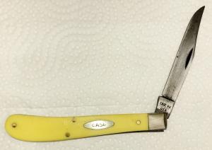Vintage Case XX #31048 CV Slimline Trapper Yellow Handle Folding Knife ~ USA
